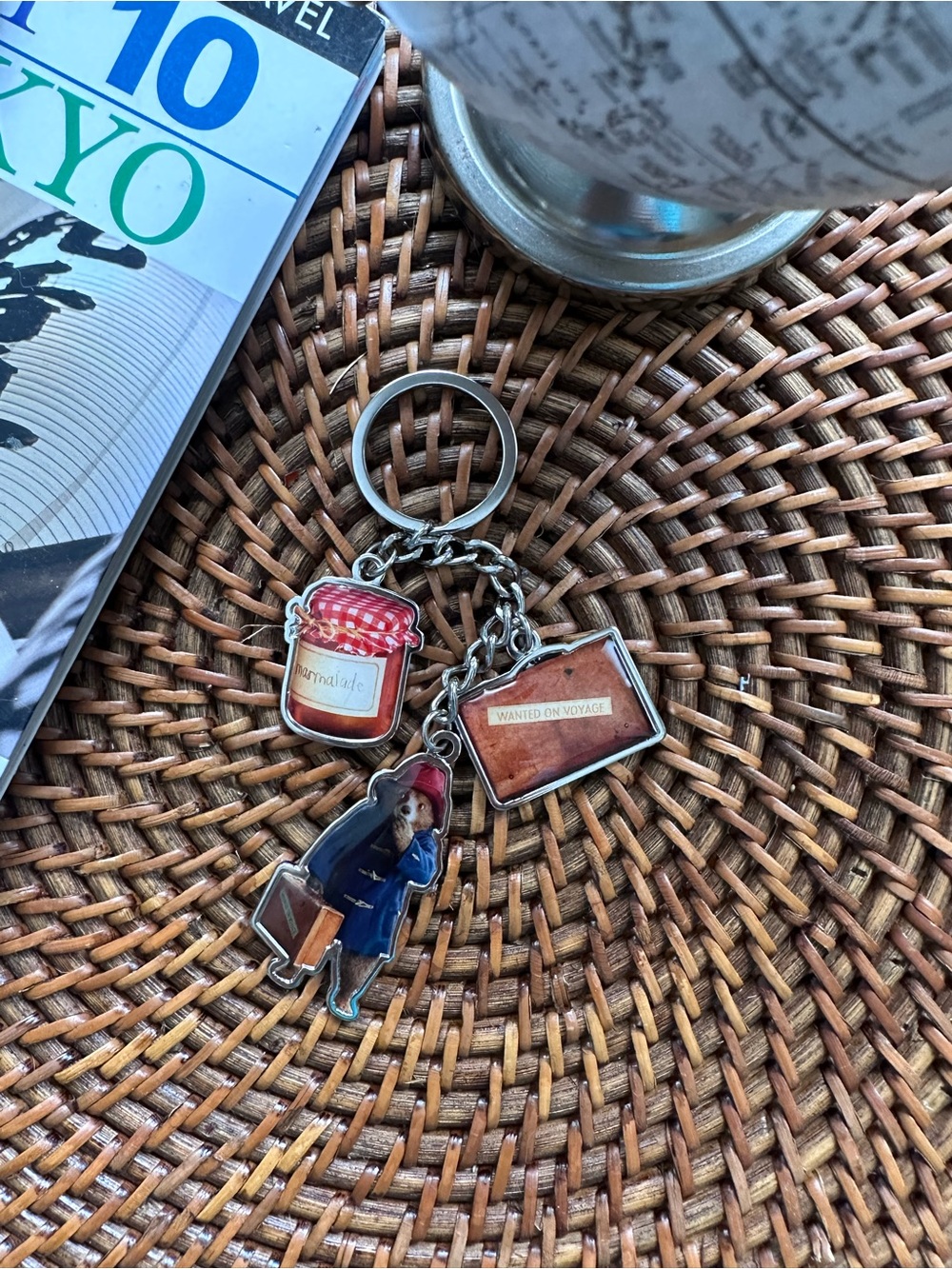 Paddington Bear Charm Keychain with Marmalade and Luggage